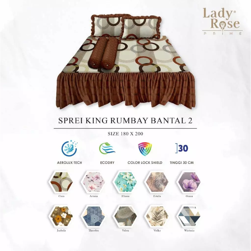 Lady Rose Prime King B2 180x200 ผ้าปูที่นอน Rumbay พร้อมหมอน 2 ใบ และหมอนข้าง 2 ใบ - บทคัดย่อ / ดอกไ