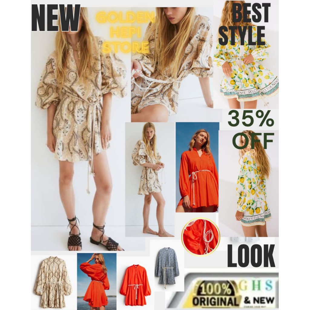 [ ORIGINAL CASUAL H**MWRAP - FRONT MINI DRESS FLORAL SHORT DRESS หลายสี