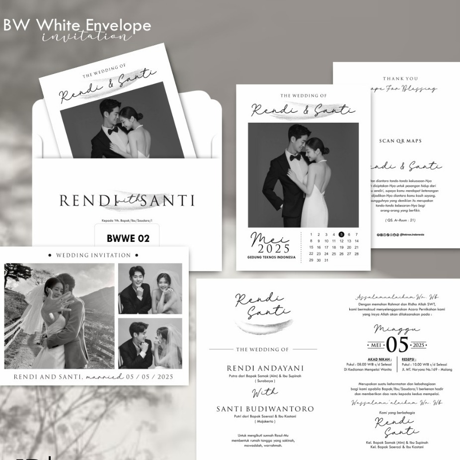 BWWE ENVELOPE ATESTHETIC WEDDING INVITATION ฟรีโฟโต้ - BW ENVELOPE WEDDING INVITATION