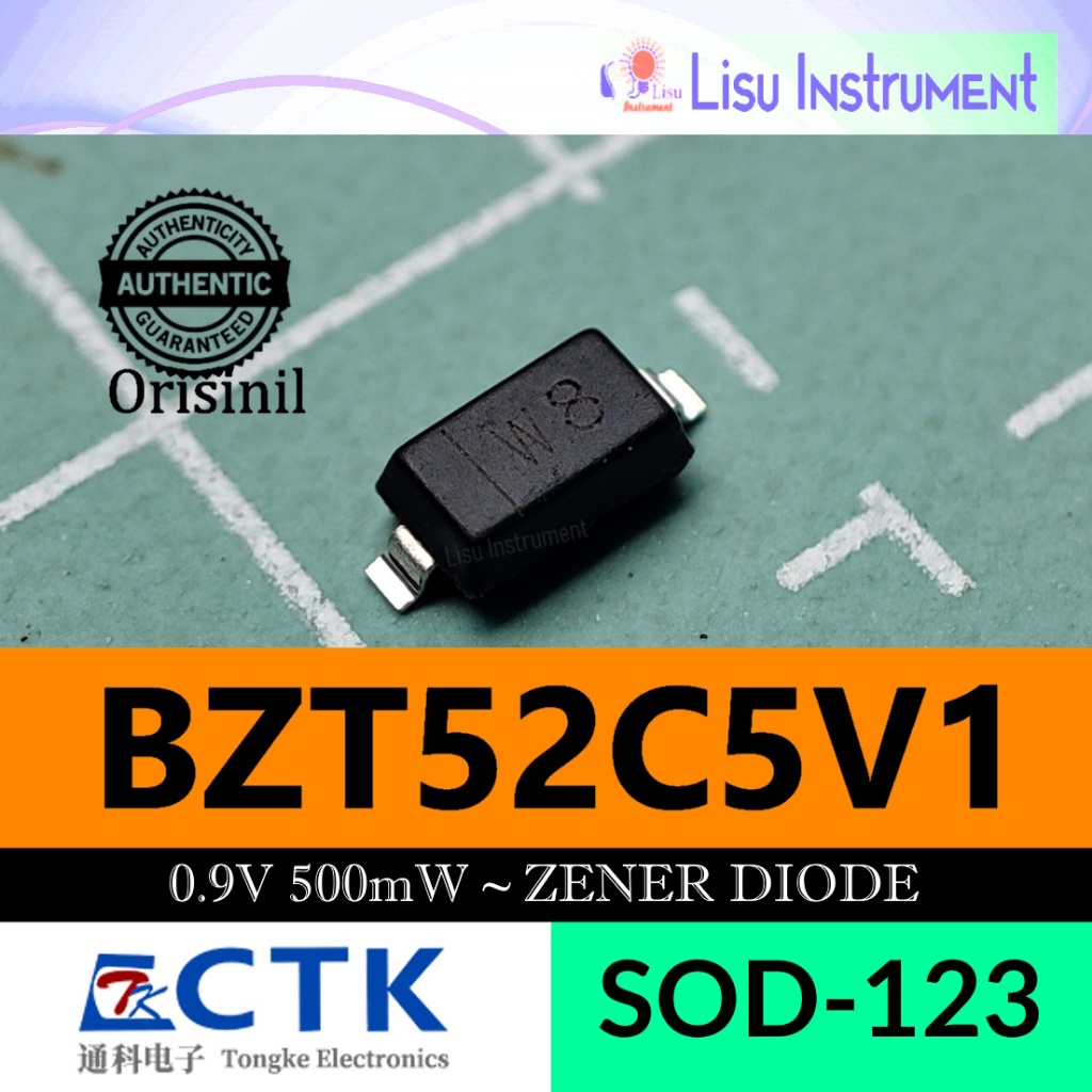 BZT52C5V1 0.9V 500mW ~ BZT52C5V1 W8 ZENER DIODE SOD-123 CTK EleKctronic