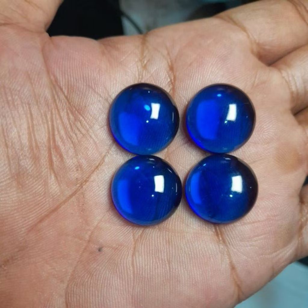 ที่ดีที่สุด 18 มม. Half Blue Cyklop King Sapphire Blue Royal Round อาเกตแบบถอดได้