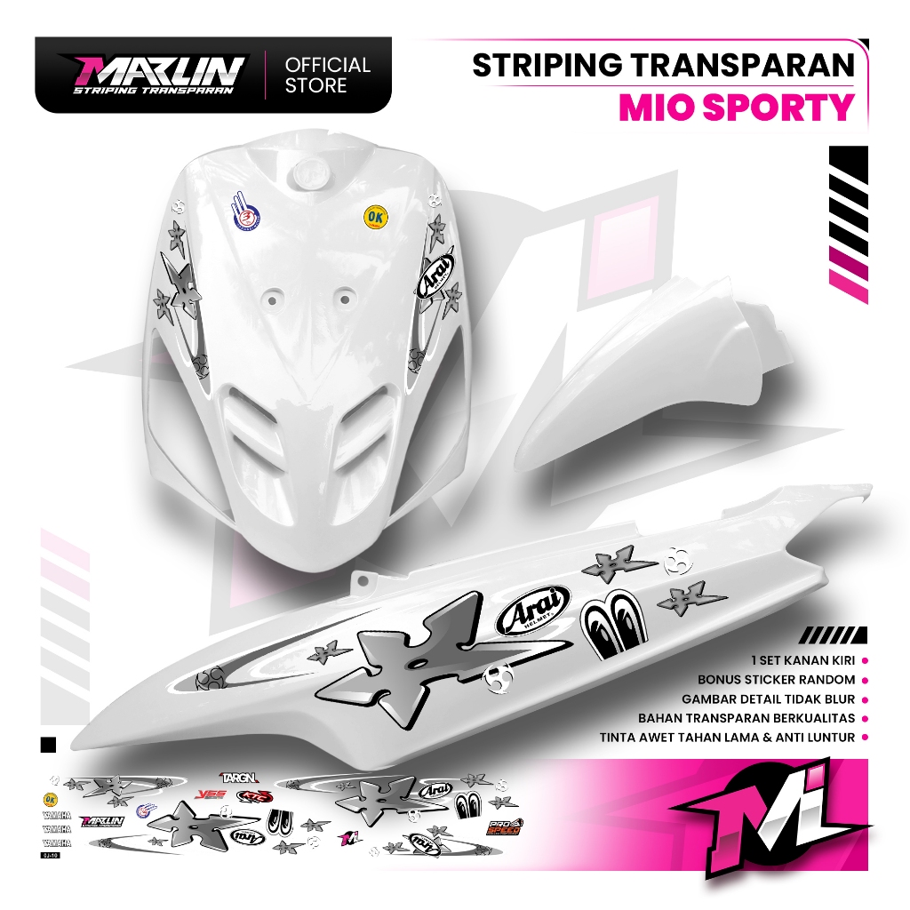 TRANSPARENT MIO STRIPING MIO SPORTY CARBON | TRANSPARENT ARAI MOTIF หลากหลาย