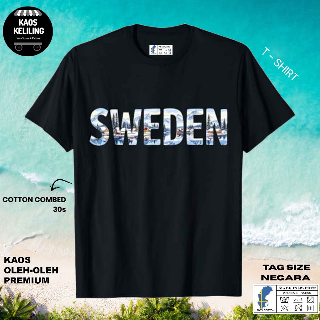 SWEDEN SOUVENIR เสื้อยืด SWEDEN 5 พร้อมต้นฉบับ SWEDEN LABEL TAG ของขวัญพรีเมี่ยม SOUVENIR CLOTHES