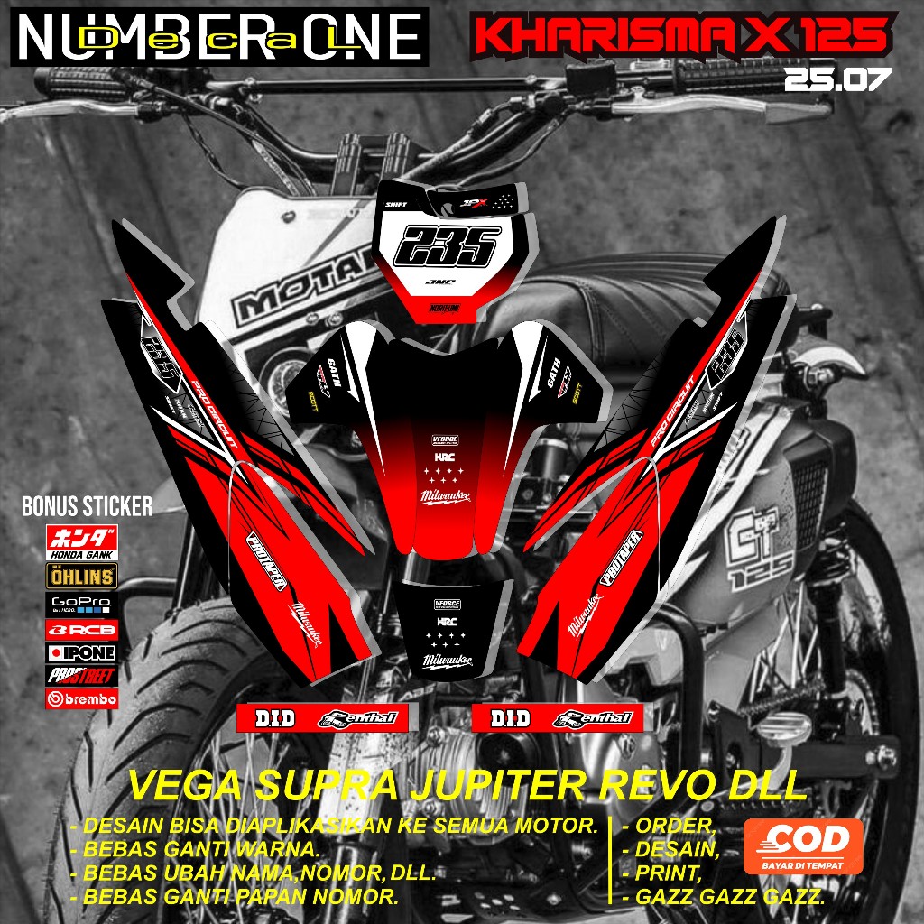 สติ๊กเกอร์ RBT KHARISMA X 125 MOTOR RBT BEBEK MODIF SUPERMOTO YZ CRF KLX KX KTM RBT รหัส 25.07