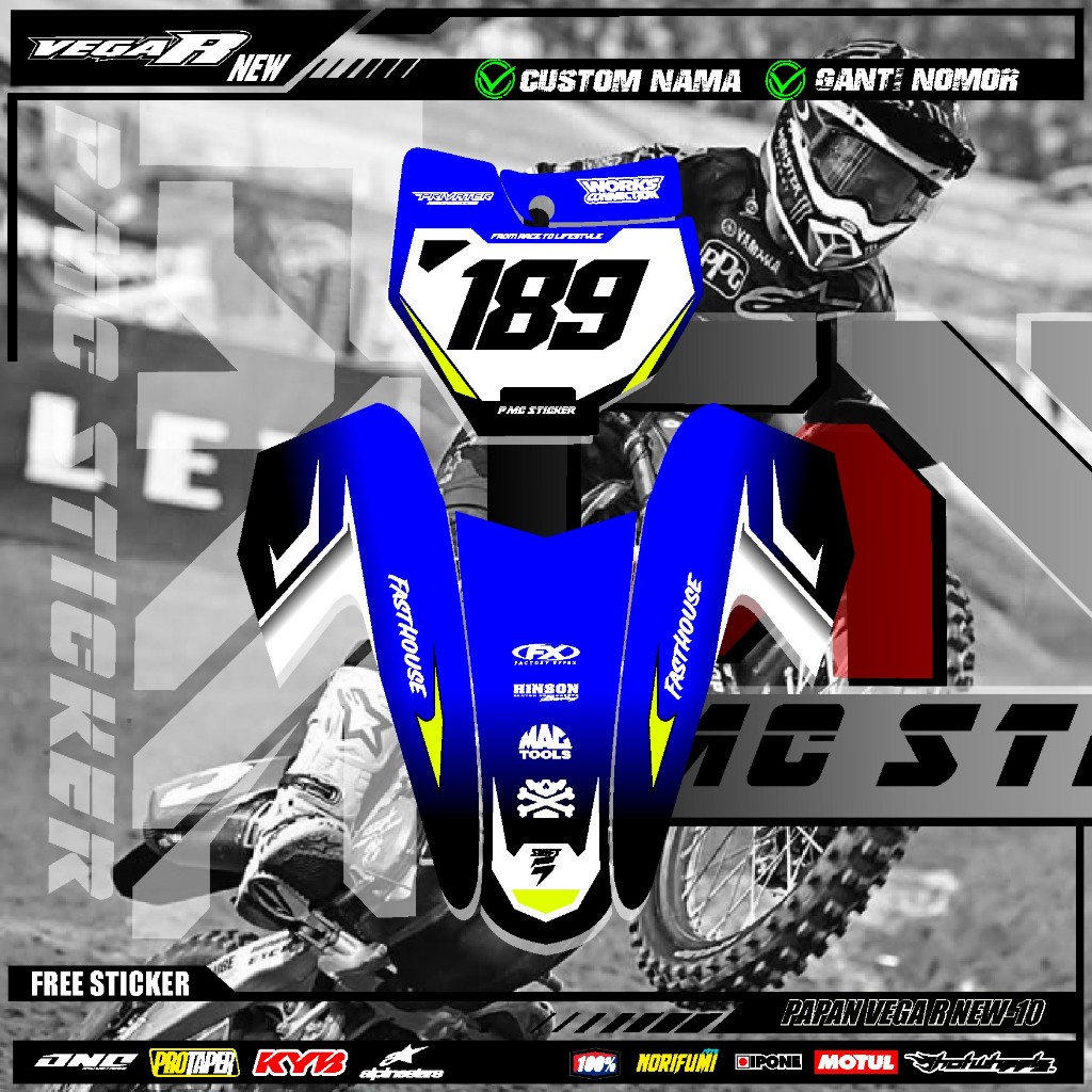 สติ๊กเกอร์ DECAL NUMBER BOARD START + FRONT FLAMMER VEGA R NEW CRF KLX 150 KLX BF KLX GORDON DTRACKE