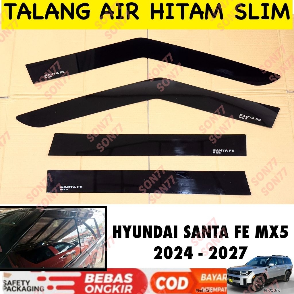 Hyundai Santa FE MX5 MX 5 2024 2025 2026 2027 กระบังหน้าด้านข้างแบนสีดํา