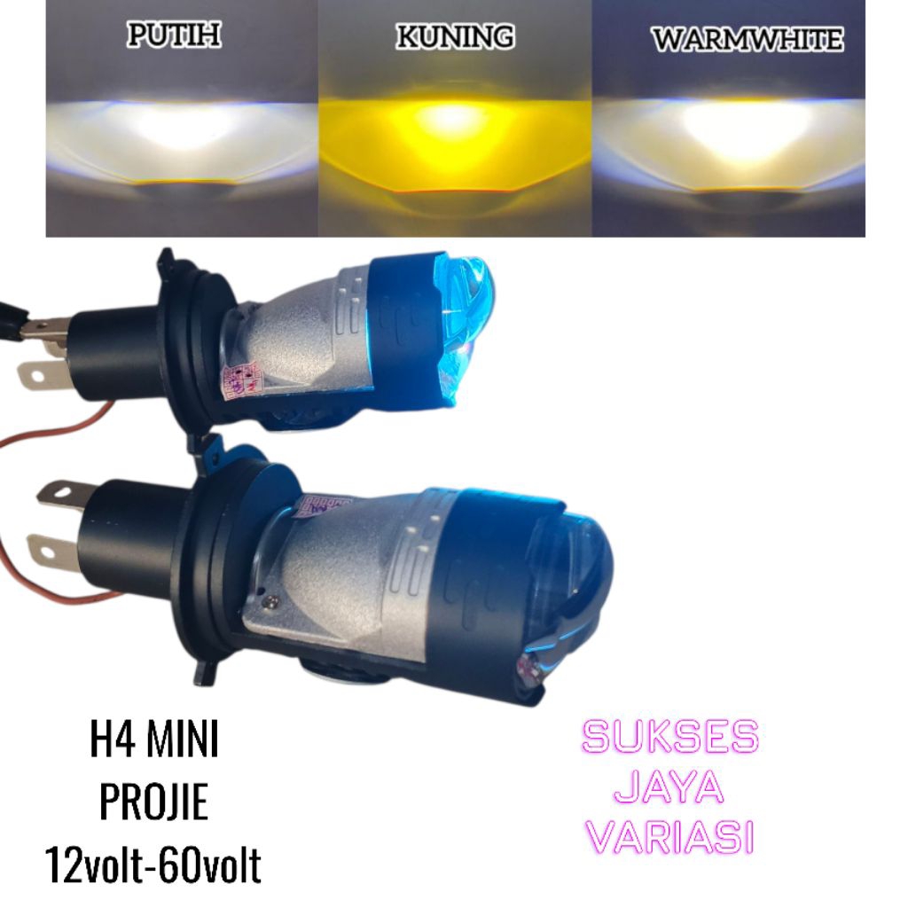 H4 12VOLT-60VOLT โคมไฟหัวรถยนต์ 3 สี DEVIL สีฟ้า