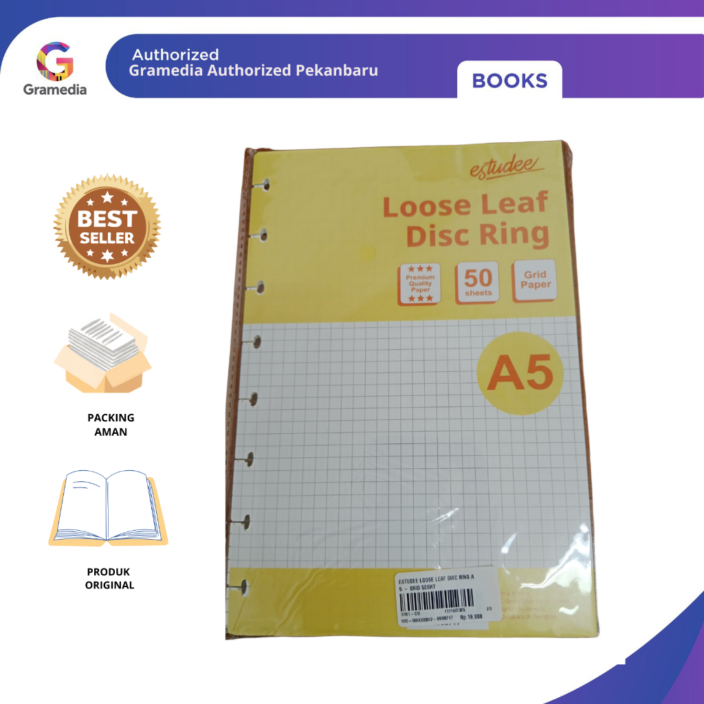 Gramedia Pekanbaru - SETUDEE LOOSE LEAF DISC RING A5 - GRID 50SHT
