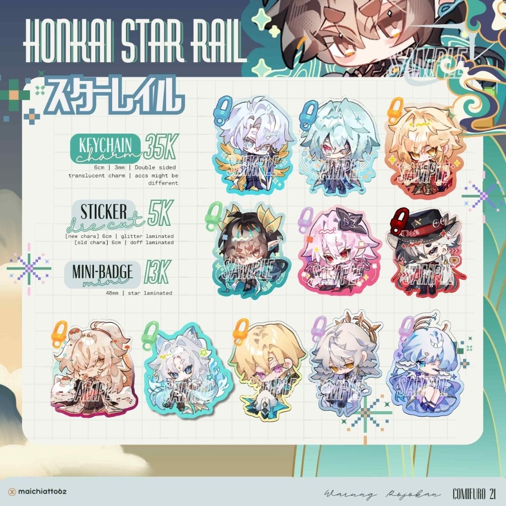 พวงกุญแจ HSR รางดาว Honkai และป้ายขนาดเล็ก
