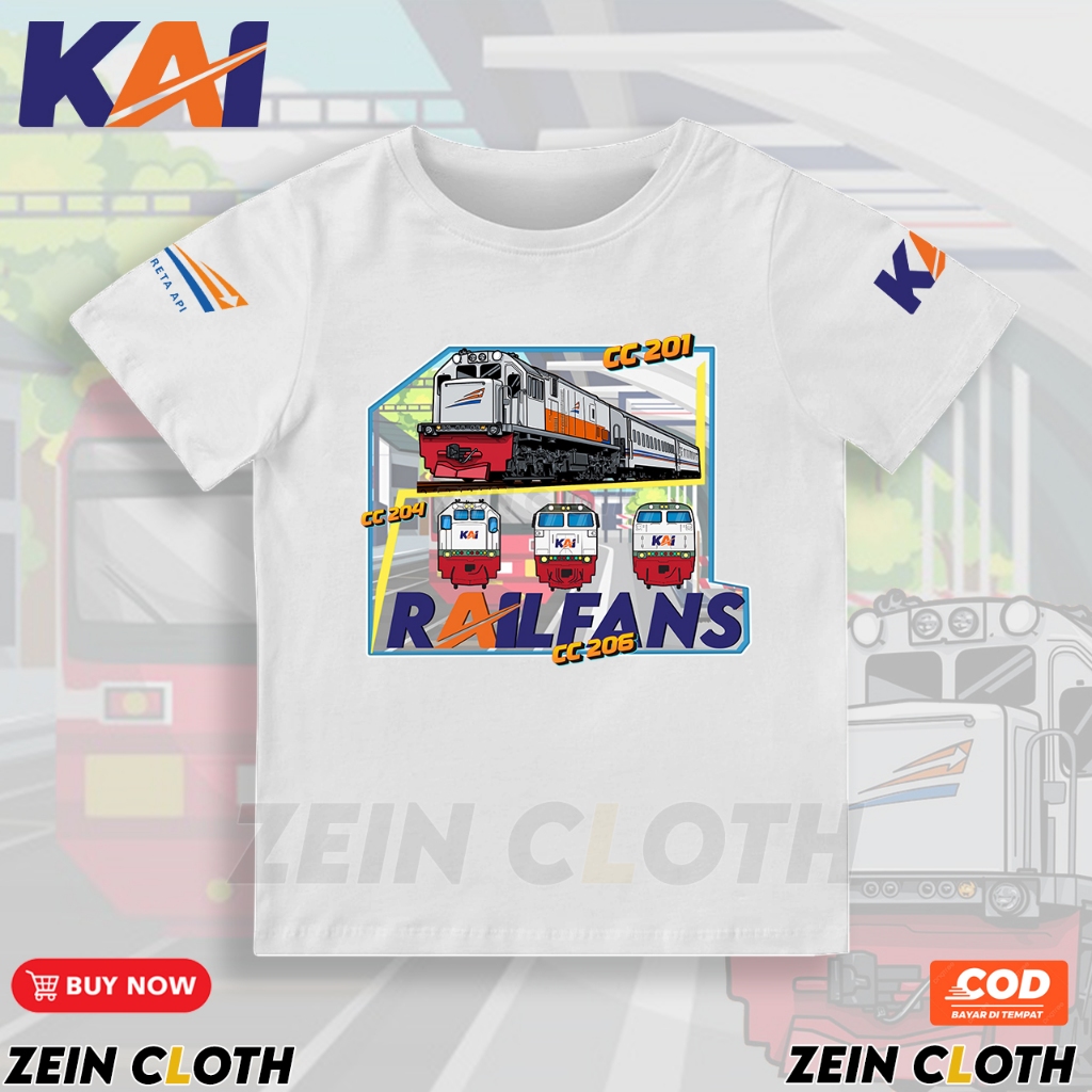 RailFans Locomotive CC201 เสื้อยืดเด็ก / เสื้อยืดรูปภาพรถไฟสําหรับเด็ก
