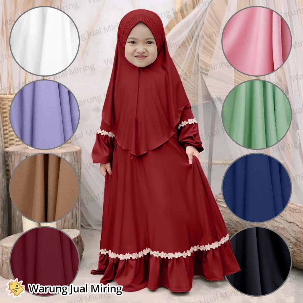 VELITA เด็ก Gamis & Hijab 1-12 ปีหญิงเด็กวัยหัดเดินวัยรุ่นเด็กทารกชุดจูเนียร์มุสลิมขนาดเล็ก Manasik เสื้อผ้าสีขาว Syari Jersey วัสดุชุด Hijab ชุดอายุ Class เดือน 2 3 4 5 6 7 8 9 10 11 18 24