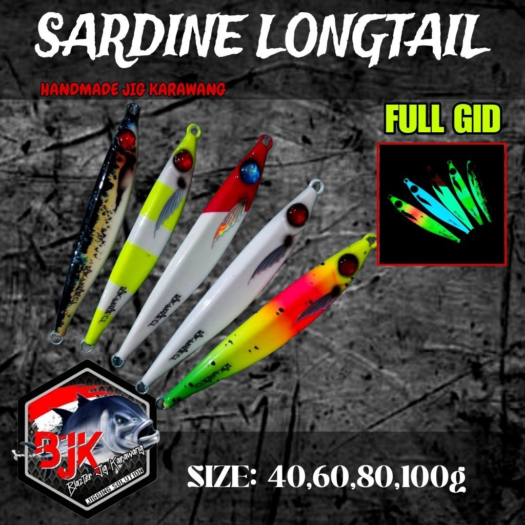 METAL JIG SARDINE LONGTAIL 40g ถึง 100g เต็ม GID BJK AMIS FAST JIGGING BJK