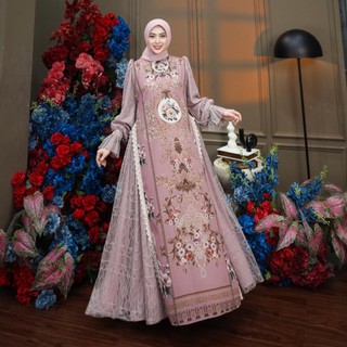 Dumma.id - Pakaian Wanita Nadira Luxury Dress Ceruty babydoll Mix Brokat Chantily Berfuring hyget Gamis Mewah