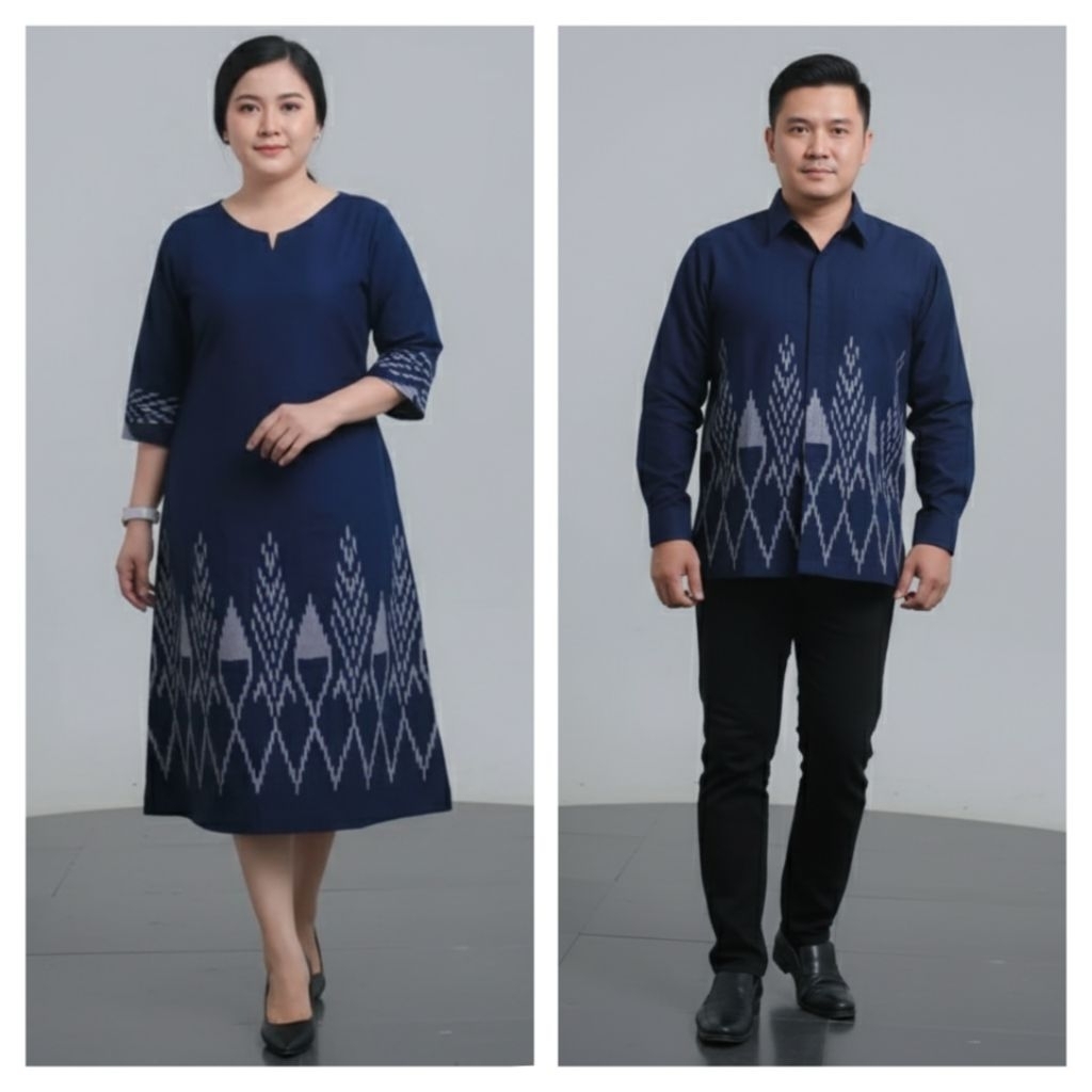 KEMEJA DARK BLUE / NAVY WOVEN COUPLE CLOTHES - WOVEN DRESS - LONG-SLEEVED SHIRT - SHORT-SLEEVED SHIR