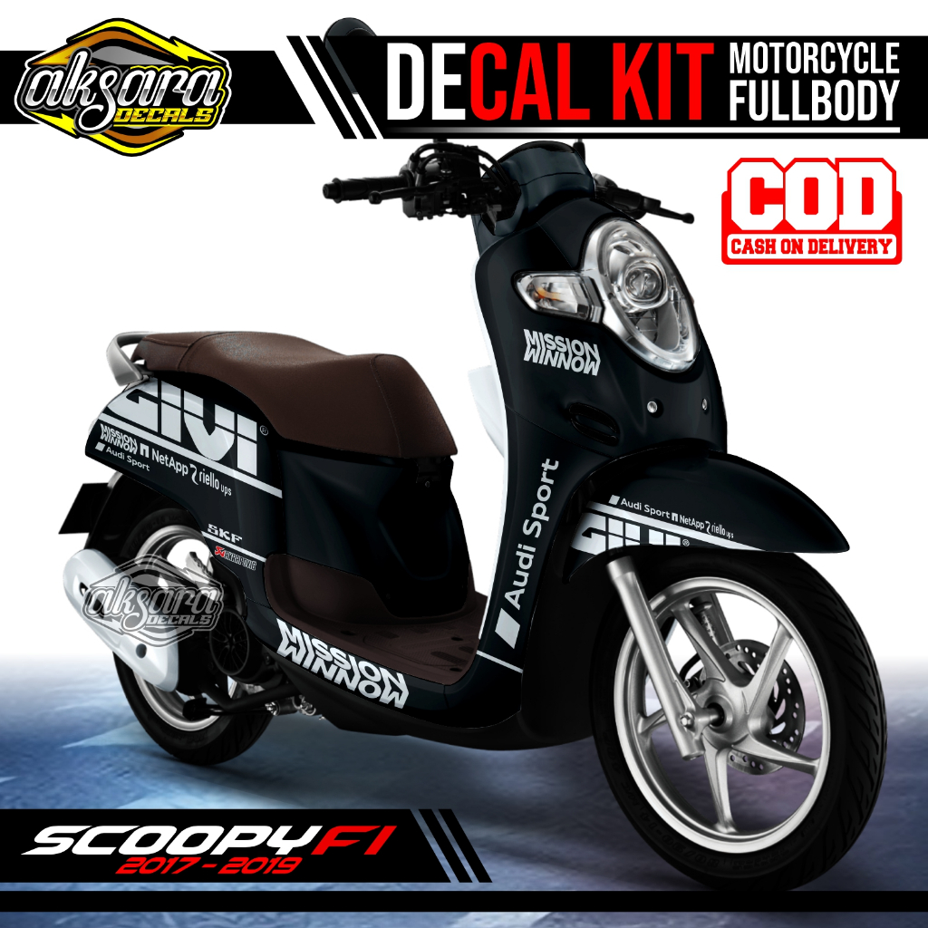สติ๊กเกอร์รูปลอกมอเตอร์เต็มตัว Honda Scoopy มีสไตล์ 2017-2019 Liry Mission Winnow Premium