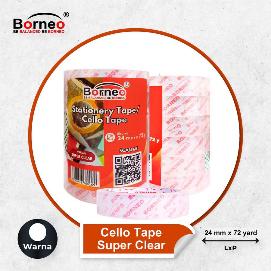 1 INCH STATIONERY INSULATION SUPER CLEAR BORNEO TAPE (24MM X 72Y)