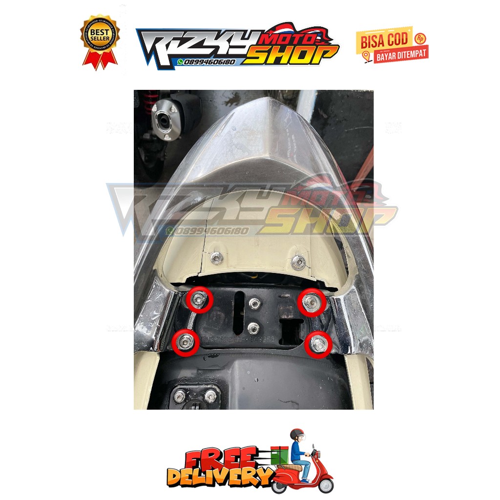 REAR BRACES BOLT (4 BOLTS) SPIRAL MODEL MIO SMILE SPORTY SOUL FINO CARBON YEAR 2003 - 2011 OLD BODY 