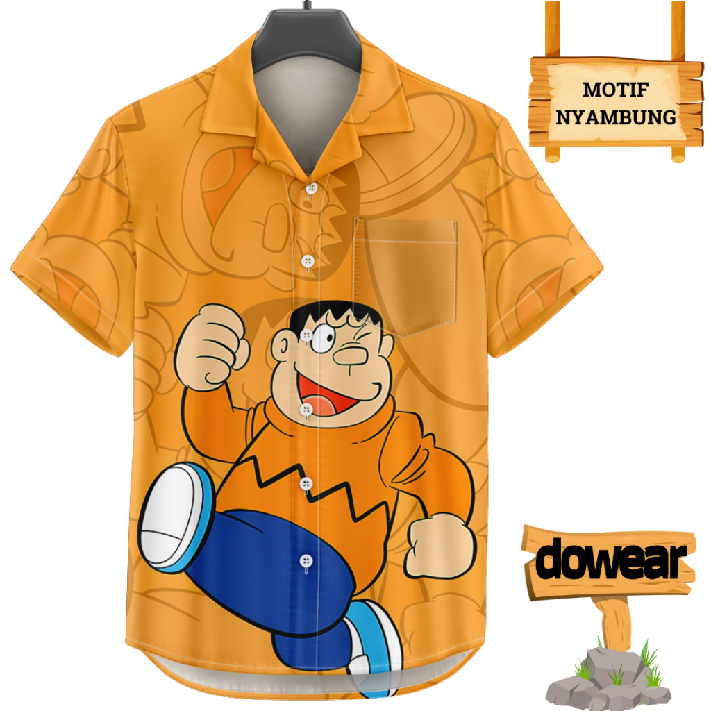 KEMEJA Dowear ล่าสุด Jumbo S-5XL Doraemon เสื้อเชิ้ตผู้ชายและผู้หญิงอินเทรนด์ 888 TAKESHI
