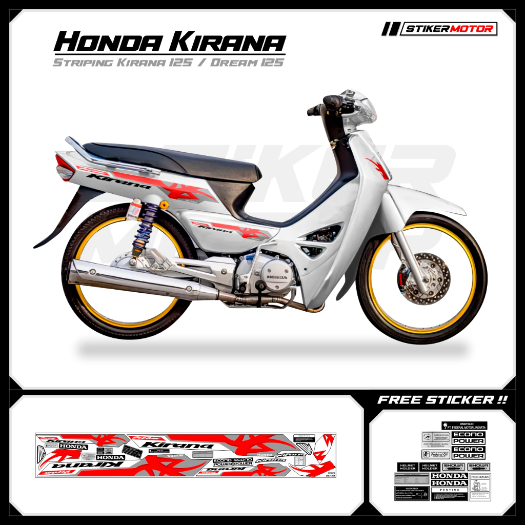 KIR26 Striping สติกเกอร์ Honda Kirana 125 Honda Dream 125 Motohai Variations Striker สติกเกอร์ Strip