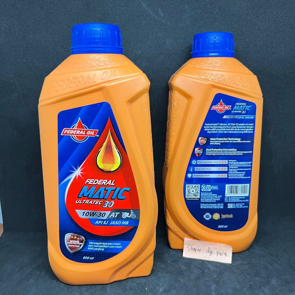 MESIN FEDERAL ULTRATECH MATIC ORANGE OIL 0.8 L / AUTOMATIC MOTORCYCLE ENGINE OIL 10W-30 API SJ 800 M