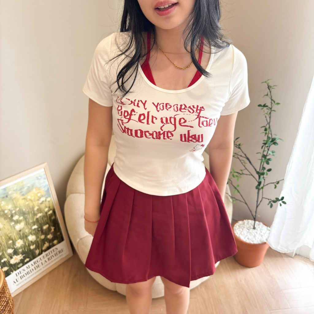 HelloKitty Baby Tee Halter Strap เสื้อยืดผู้หญิงแขนสั้นสไตล์เกาหลี - Relaxar