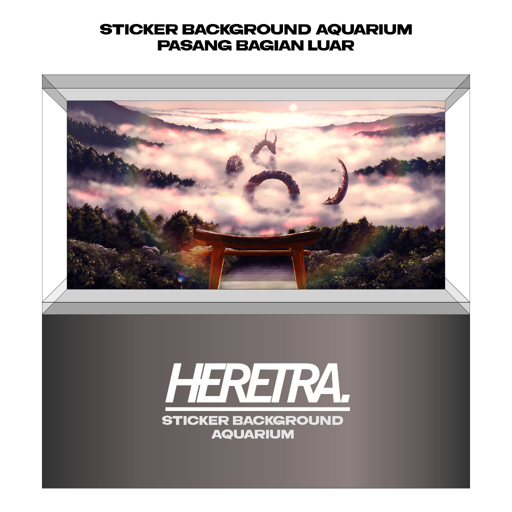 สติ๊กเกอร์ AQUARIUM, สติ๊กเกอร์ BACKGROUND, AQUARIUM WALLPAPER - DRAGON MOTIF V2