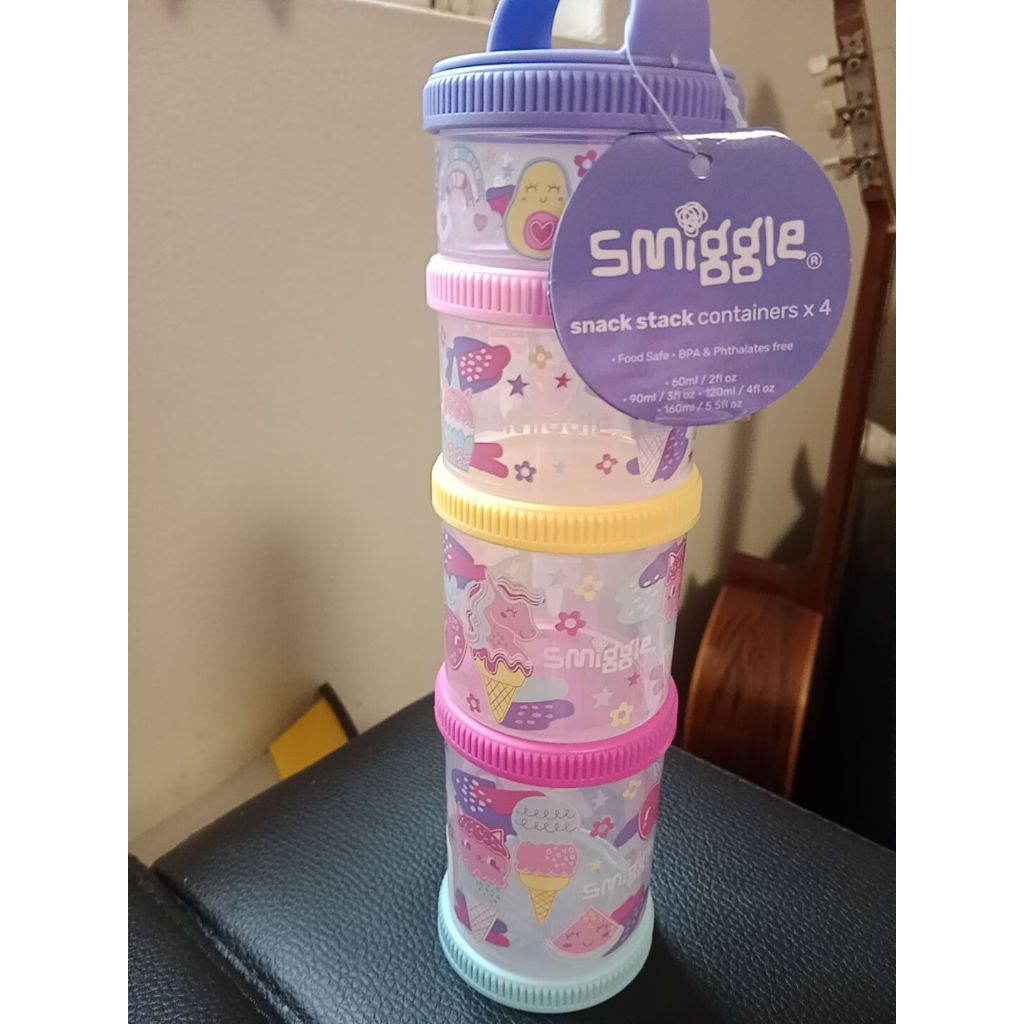 SMIGGLE SNACK STACK HPY TALES CONTAINER X 4 ORIGINAL CHILDRENS LUNCH BOX