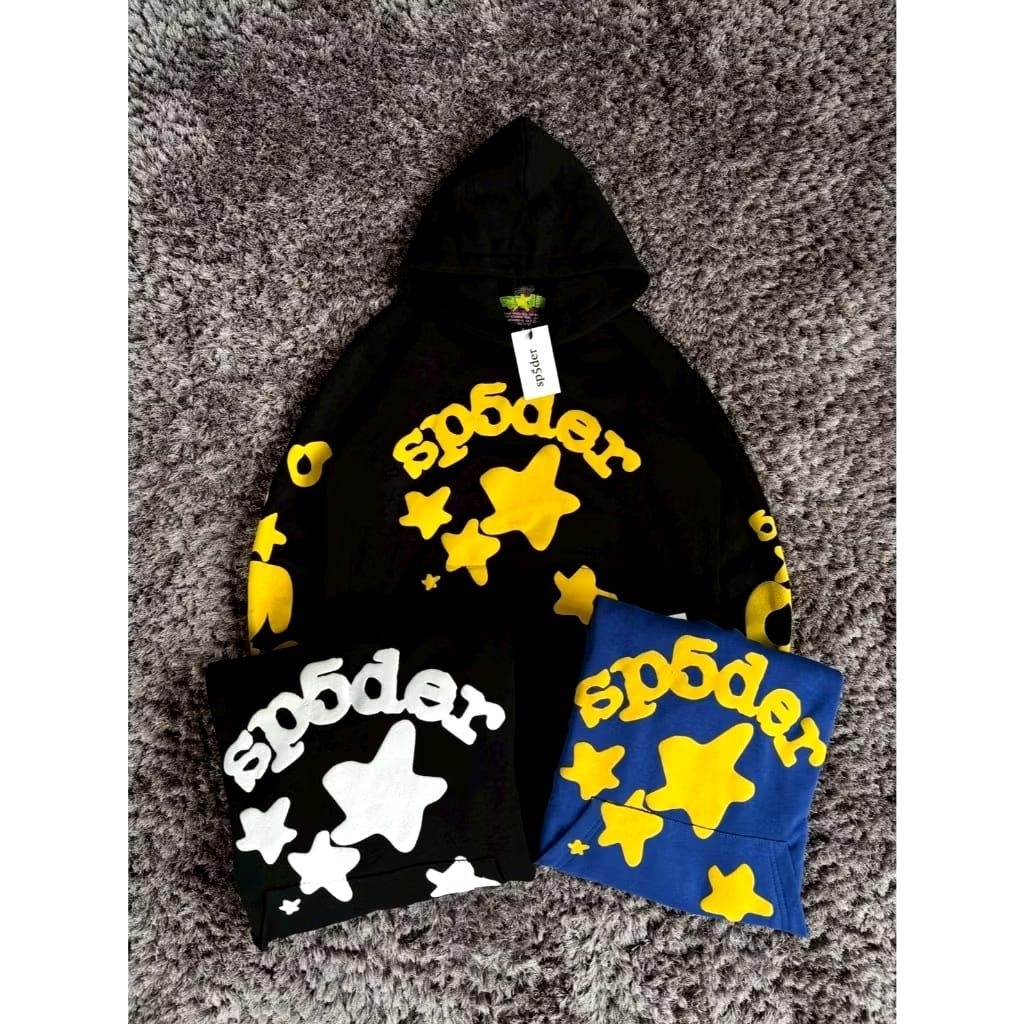 เสื้อฮู้ด Sp5der ระดับพรีเมียม – ดีไซน์ดาวพิมพ์ลายเต็มรูปแบบที่ทันสมัย