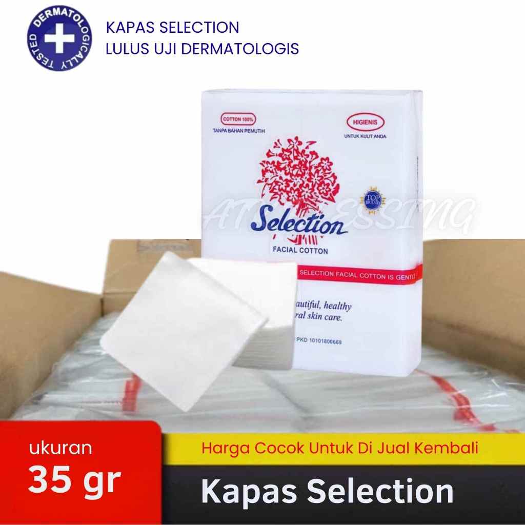 Cotton Selection Facial Cotton Box 35gr - สําลีเช็ดหน้า - Selection Beauty Cotton - 35 gr - - Atk Bl