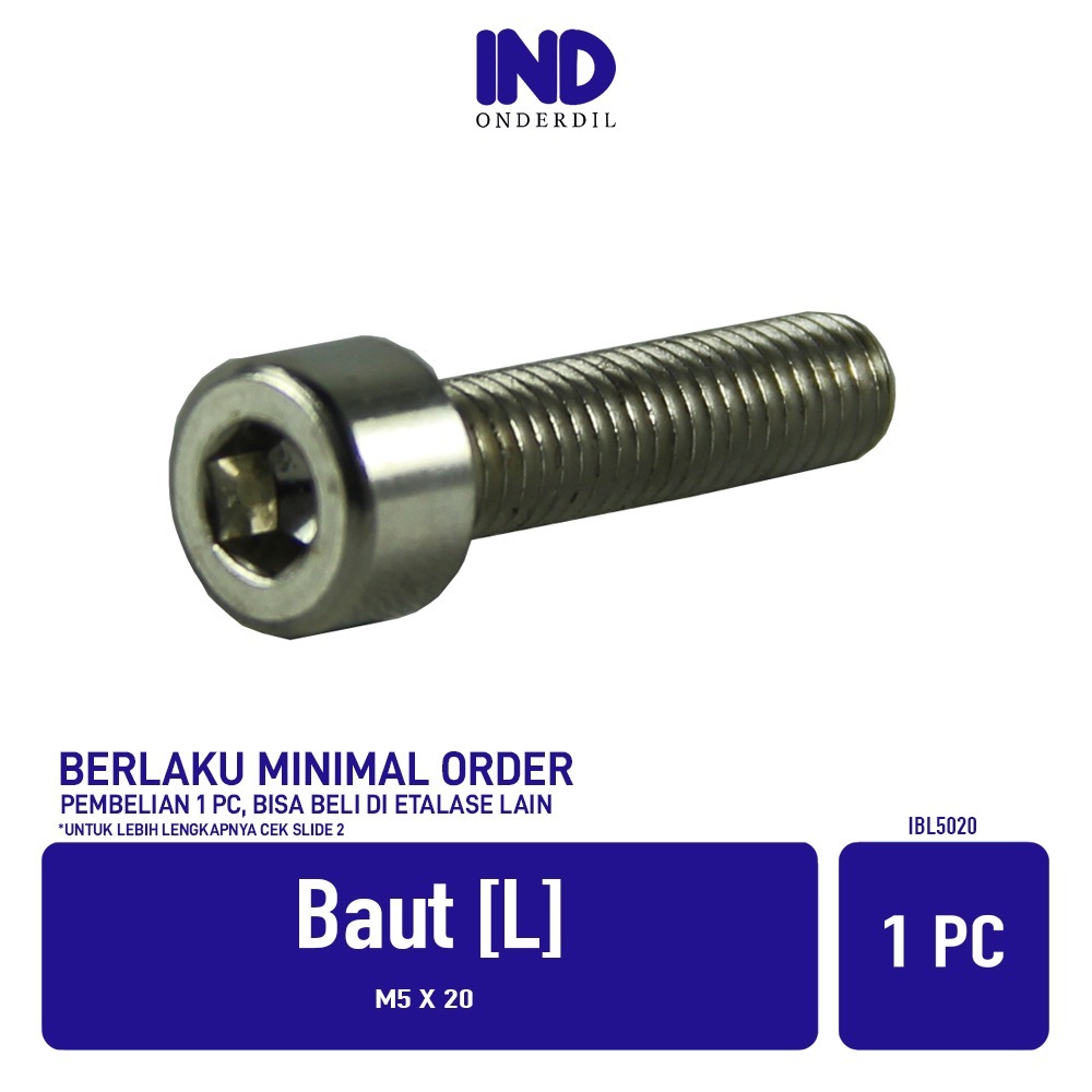 Bolt-Bud-Bolt L-L4 M5x20-5X20-M 5 x 20 Key-K 4 P-Pitch 0.8