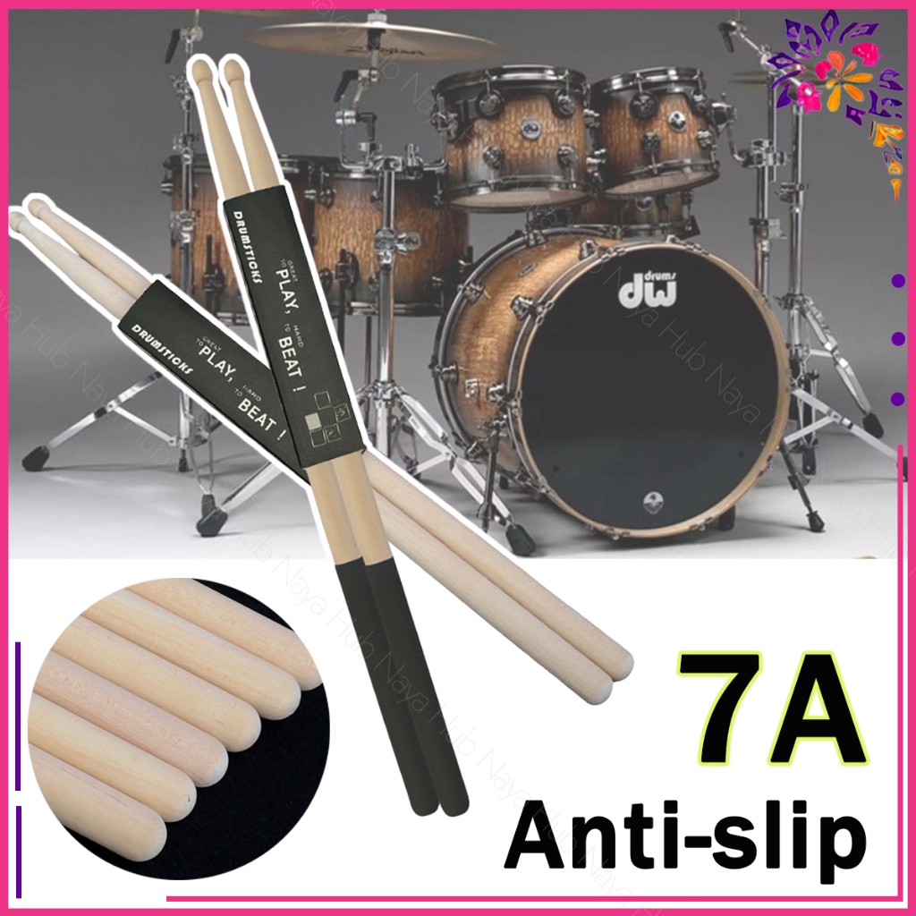 พรีเมี่ยม Maple Drum Stick มาตรฐาน 7A สีทึบคุณภาพสูง Drum Stick (1 คู่) 2PCS Professional Maple Drum