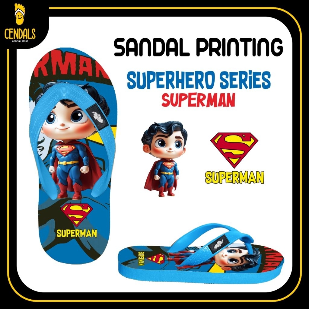 รองเท้าแตะสําหรับเด็ก Cendals พร้อมการพิมพ์ธีม Superman Superhero