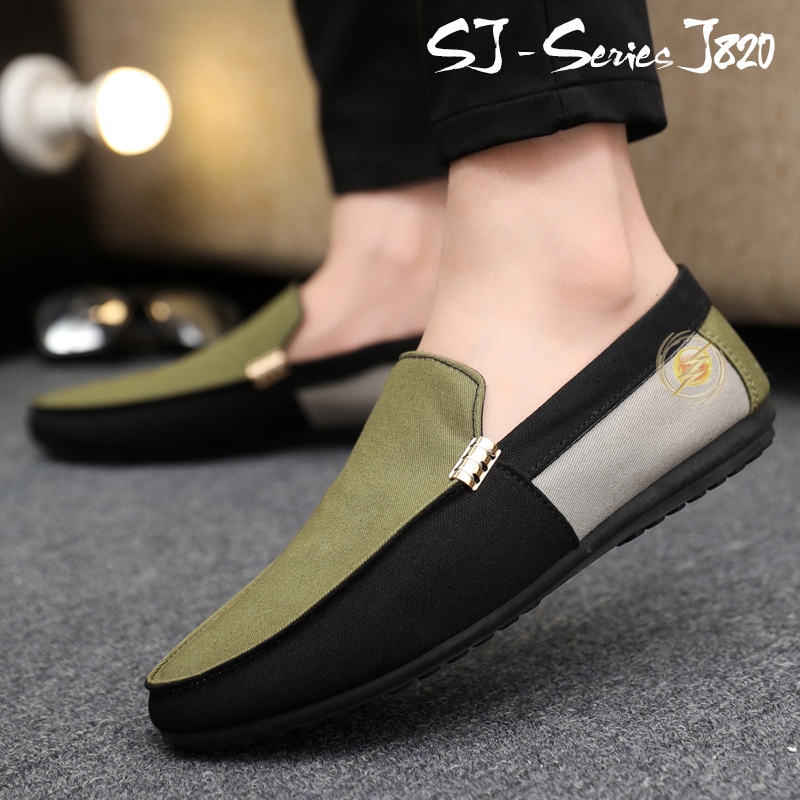 [OOS] รองเท้าสลิปออนลําลองและทางการสําหรับผู้ชายสีสุดเท่และอินเทรนด์ J820