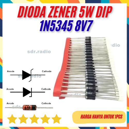 1N5345B 1n 345b IN5345B 1N5345 B Zener 8.7 v 8.7V 5.0W 8.7 โวลต์ 5 วัตต์