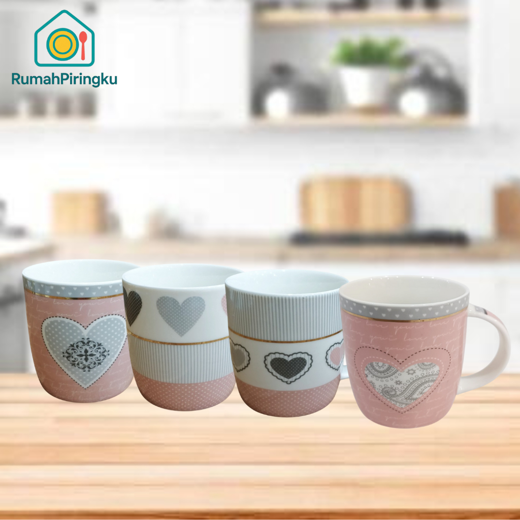 MY PLATE HOUSE แก้วกาแฟ / แก้วเครื่องดื่ม / แก้วเซรามิคพร้อมอาหาร LOVE MOTIF