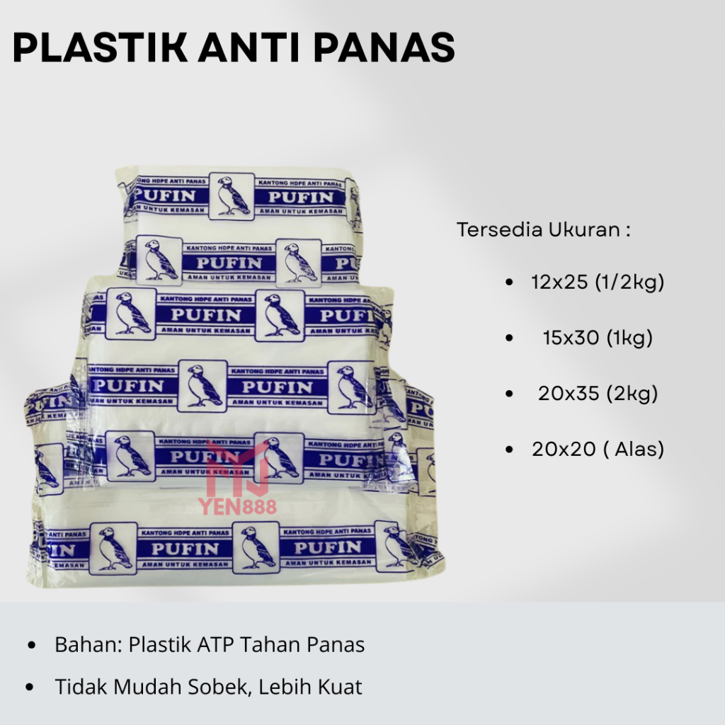 YEN888-HD ถุงพลาสติกทนความร้อน | พลาสติกทนความร้อน UK 12 X 25 | 15 X 30 | 20 X 25 | แผ่น ATP 20 X 20