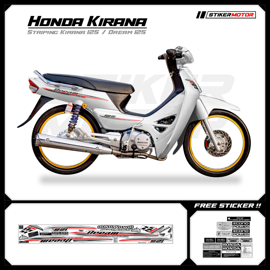 KIR53 Striping สติกเกอร์ Honda Kirana 125 Honda Dream 125 Motohai Variations Striker สติกเกอร์ Strip