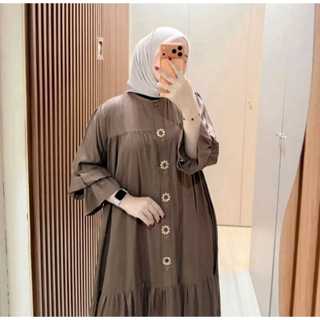 DEVINA Dress Gamis Rayon Twill Bordir Bungan