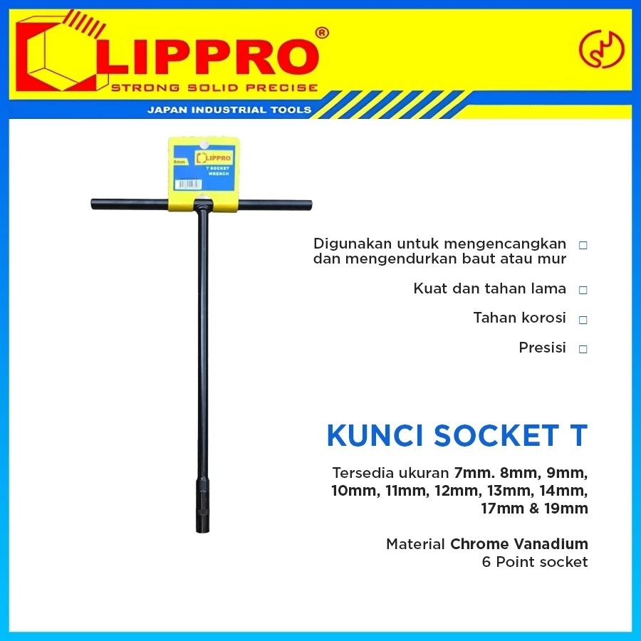 LIPPRO 886 T-SOCKET WRENCH 8 MM 10MM 12 MM 14 MM / T-SOCKET WRENCH