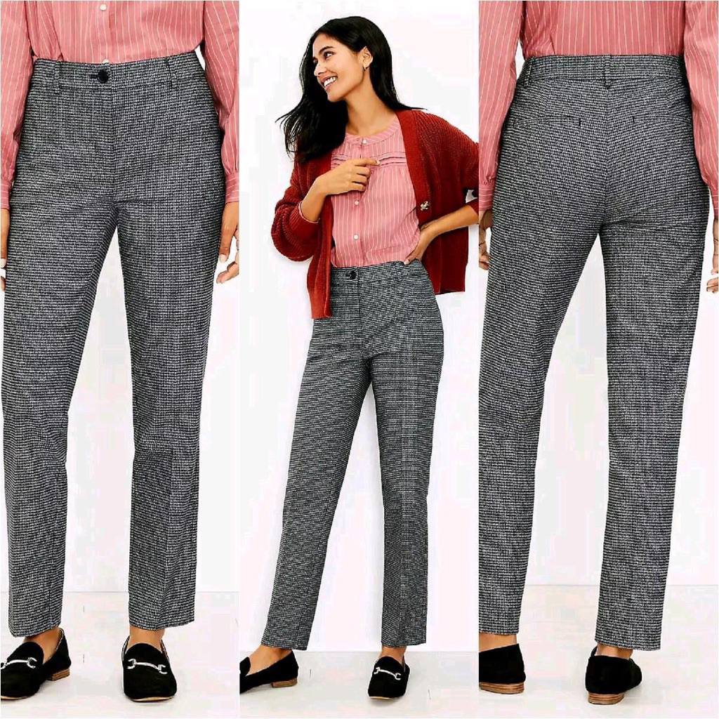 L0FT STRAIGHT PANTS IN HOUNDSTOOTH | WORK PANTS - สีดํา (12-7)