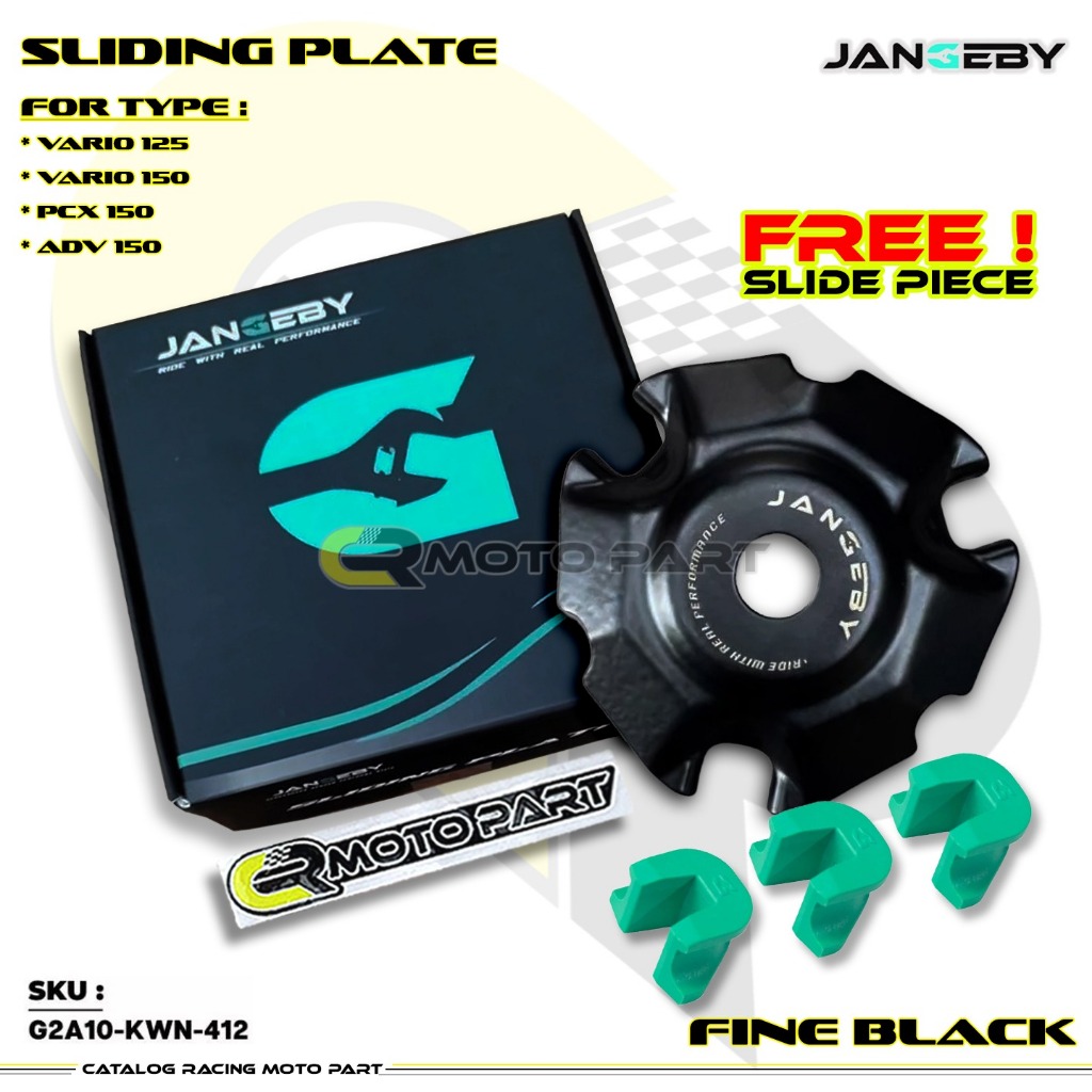 Jangeby KWN ฝาครอบลูกกลิ้ง Vario 125 150 / PCX 150 / ADV 150 แผ่นเลื่อน Fine Black Slider