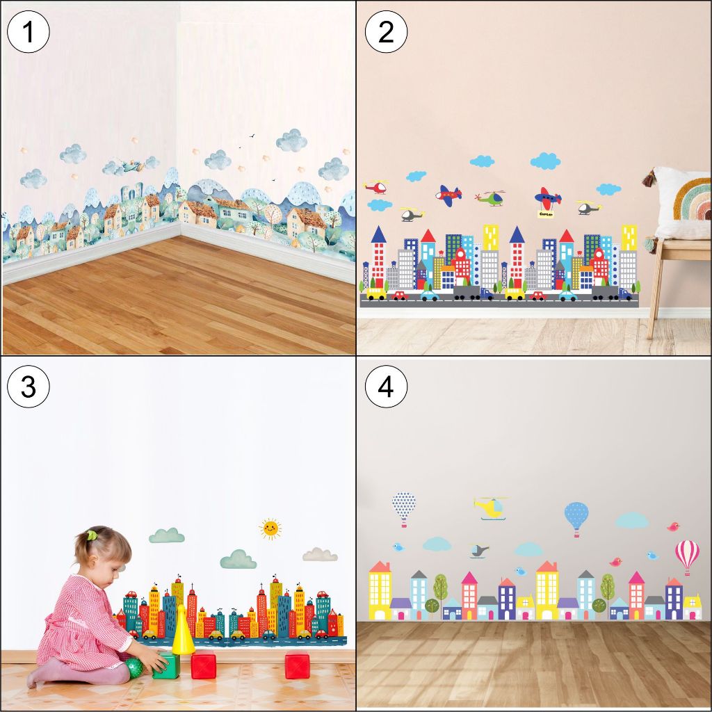 Semesta Wall Sticker City Motif หลายทางเลือกสติ๊กเกอร์ติดผนัง SMST UK 30X100 พร้อมส่ง