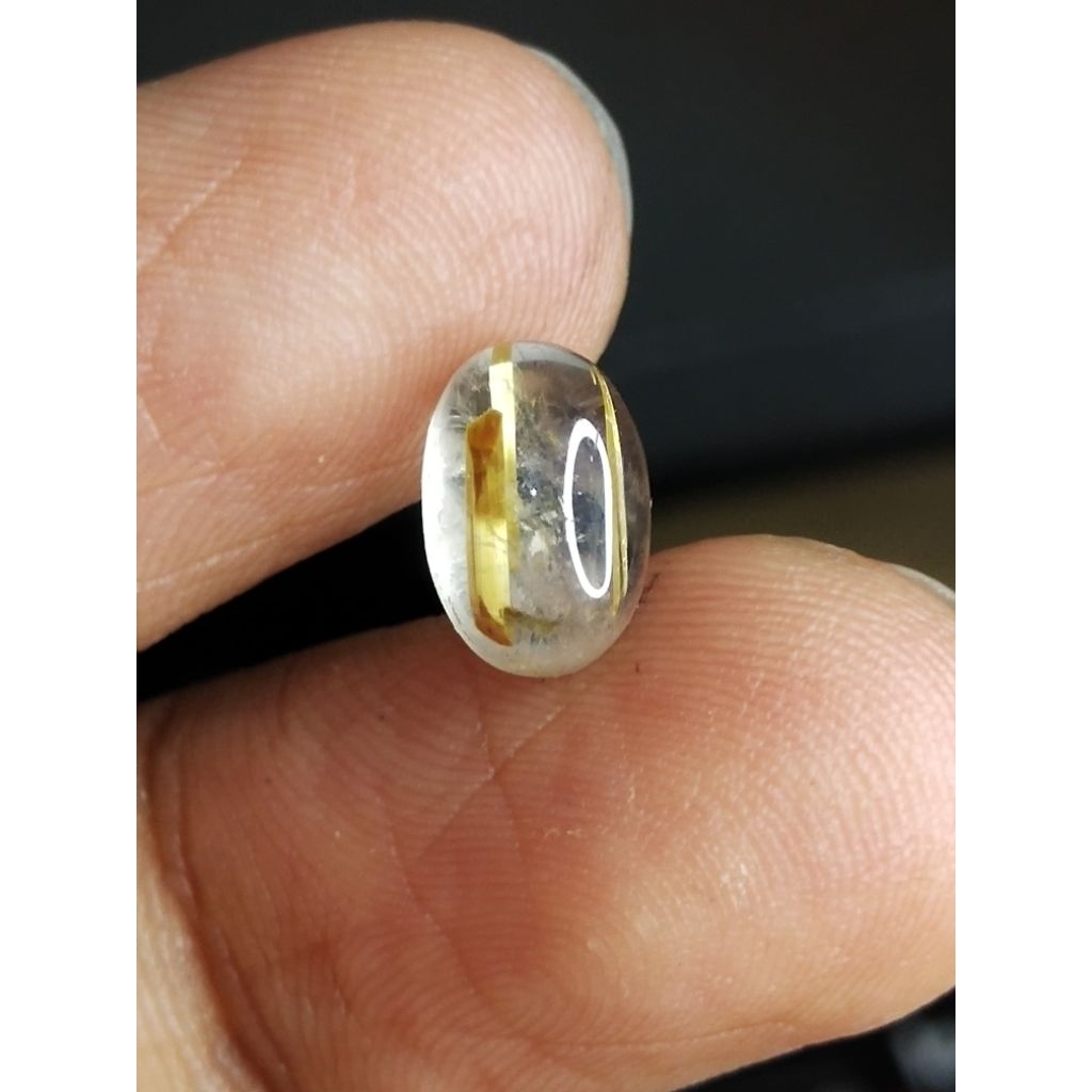 ควอตซ์ไหมทองธรรมชาติ 9.8 x 6 x 5 มม. 2.85 Ct Super Crystal Gold Hair Amethyst NTD รหัสเดิม 2005