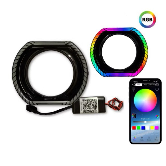 Shinagawa shroud แหวน 2.5 นิ้ว rgb motif app ชุดสีดํา รถมอเตอร์ไซด์ รถ