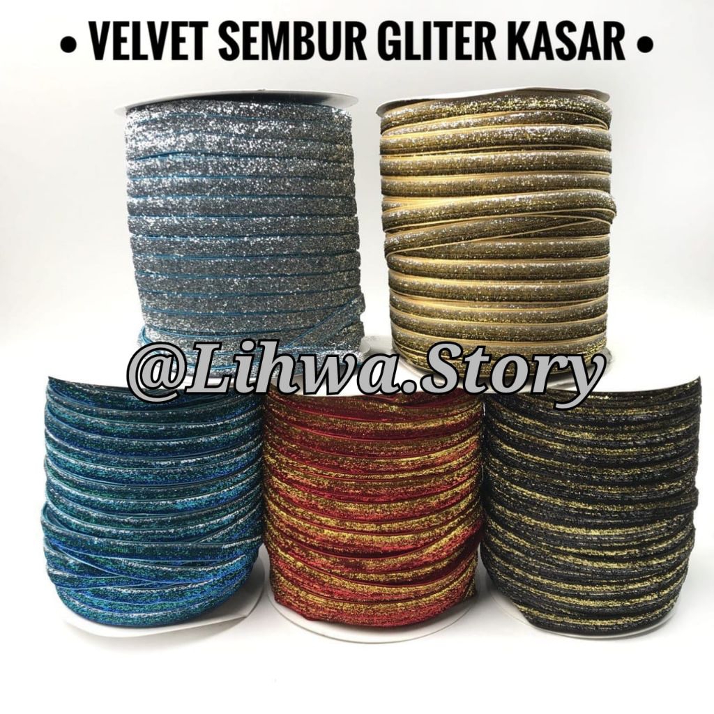 WHOLESALE 10 YARD & 25 YARD - 1CM / GLITTER VELVET RIBBON | VELVET GLITTER
