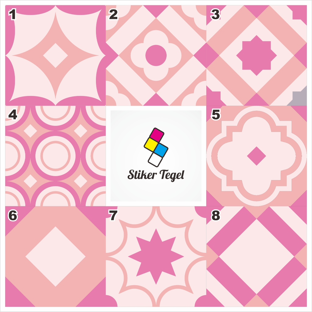 ST - ใหม่ 3 PINK MOTIF TILE STICKER / FLOOR STICKER / เซรามิก / ผนังห้องอาบน้ํา / CUSTOMIZED