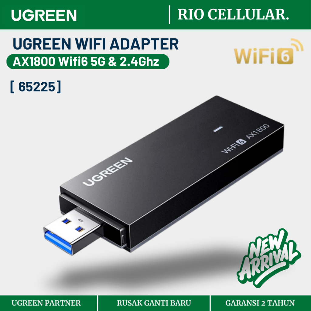UGREEN อะแดปเตอร์ WiFi WiFi6 AX1800 USB3.0 5G & 2.4G Dual-band USB WiFi สําหรับ PC แล็ปท็อป Wifi เสา