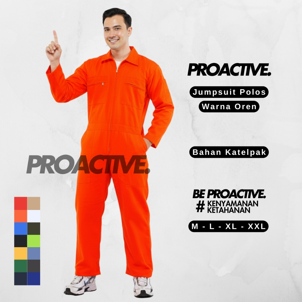 PREMIUM ORANGE COVERALL PLAIN JUMPSUIT - PROACTIVE
