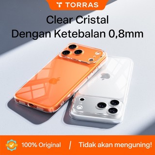 TORRAS Slim Crystal Clear Casing iPhone 17 16 15 14 13 Pro/Max/Plus/Air Anti Kuning Crack Shock