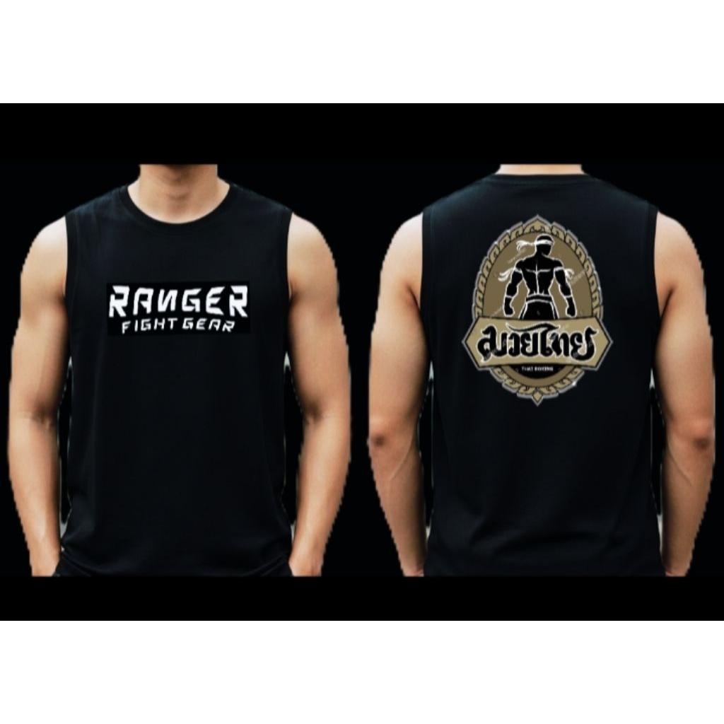 เสื้อยืด Muaythai / เสื้อกล้ามเสื้อยืด Muaythai สีดําขาว